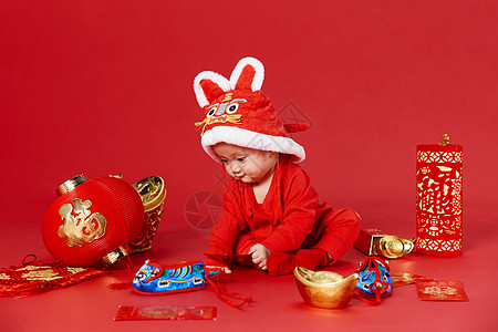 可爱婴儿新年虎年春节装扮图片