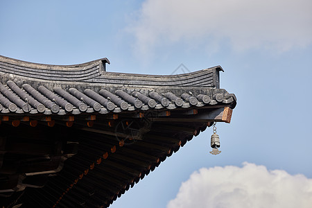 红墙黑瓦角楼一角和蔚蓝天空背景