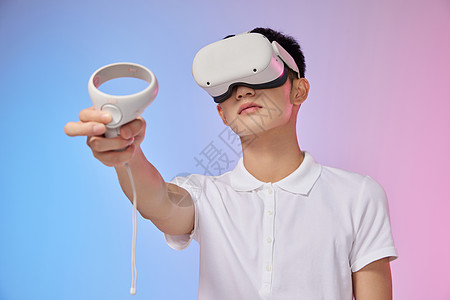 时尚男性年轻男性体验vr虚拟现实技术背景