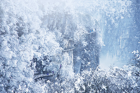 唯美湖南张家界雪景背景