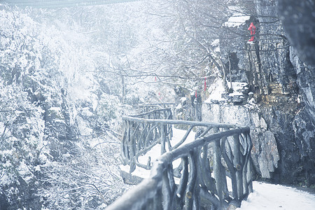 张家界冬天唯美湖南张家界雪景背景