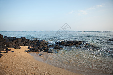 夏威夷海滩边的礁石图片