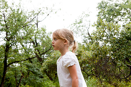 树丛中的小女孩高清图片