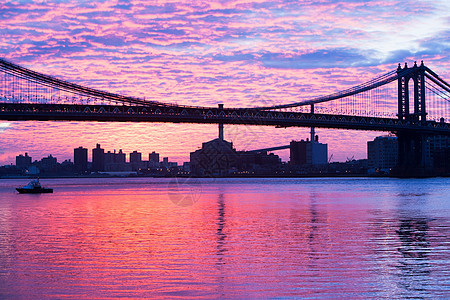 美国纽约市曼哈顿黄昏桥图片