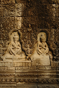 寺庙雕塑柏汗吴哥瓦综合体暹粒柬埔寨图片
