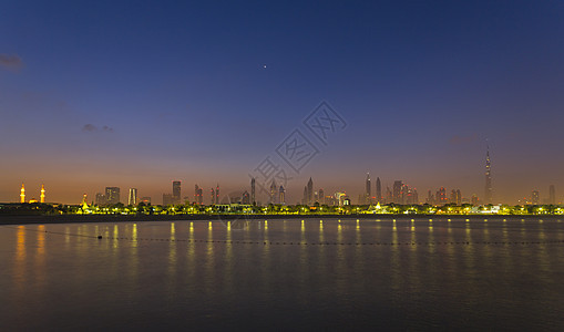 迪拜市下城阿拉伯联合酋长国老城岛夜景图片