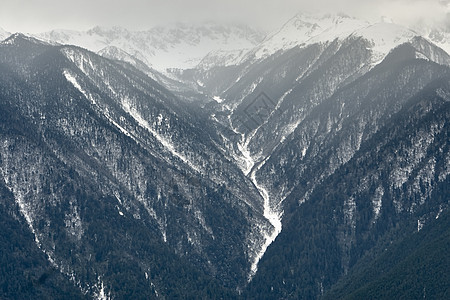 云南香格里拉县山川峰谷和雪高角背景图片