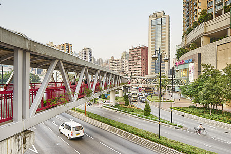 公路和城市风景香港津湾背景图片