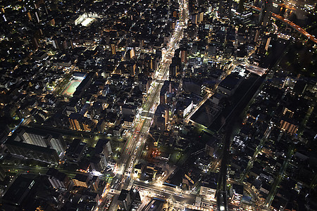 夜间俯拍日本东京城市风景图片