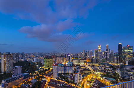 金融区城市风景和晚上新加坡东南亚图片