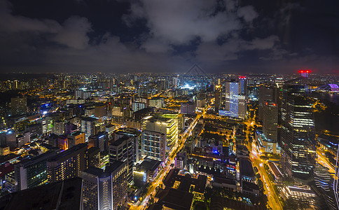 夜间高角城市风景和灯新加坡东南亚图片