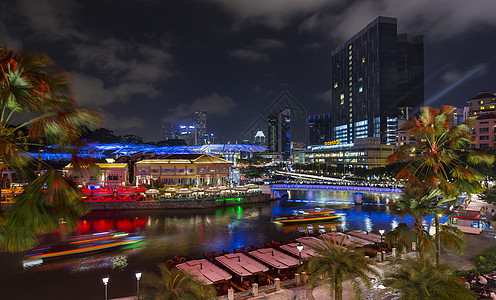新加坡河和海滨夜间新加坡东南亚图片