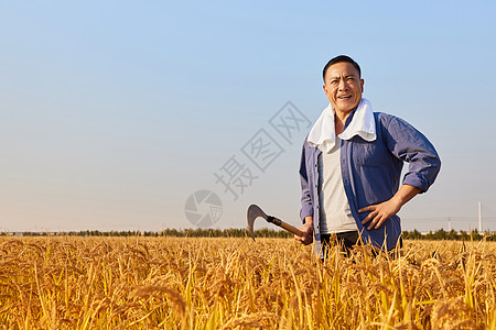 锤子镰刀拿着镰刀秋收的农民形象背景