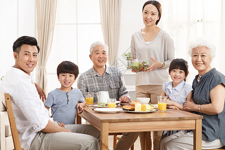 孩子吃饭幸福家庭吃早餐背景