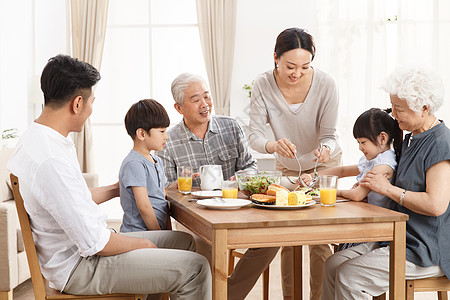 孩子吃饭幸福家庭吃早餐背景