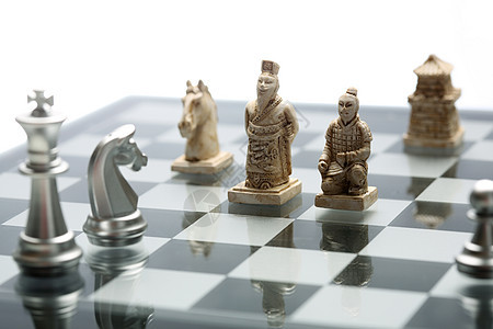 寓意中欧在国际象棋下的对弈图片