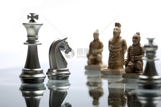 寓意中欧在国际象棋下的对弈图片