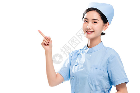 工作人员贡献满意护士帽青年女护士肖像背景