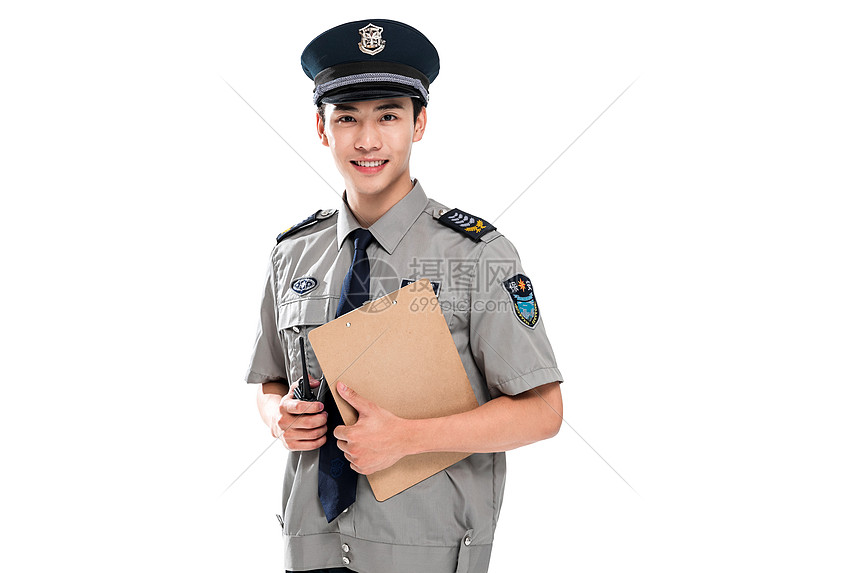 活力青年男人精力年轻男保安在工作图片