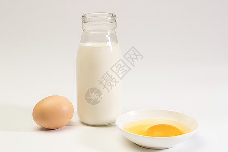 健康食物营养早餐鸡蛋和牛奶图片