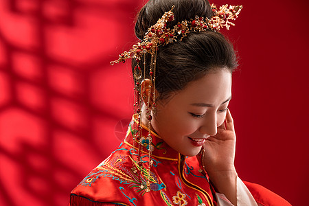 头发元素漂亮的中式新娘背景