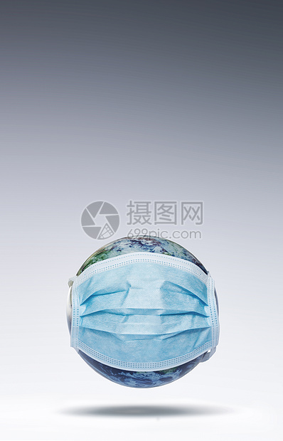一次口罩疫情外科口罩戴着口罩的地球图片