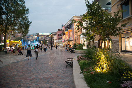 喷泉灯北京城市建筑购物广场背景