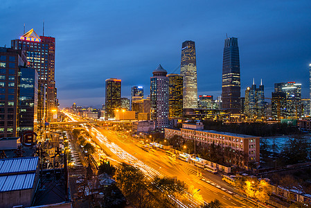 建外soho夜景金融都市风景北京CBD建筑背景