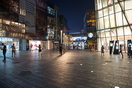 休闲办公区北京商业街夜景背景