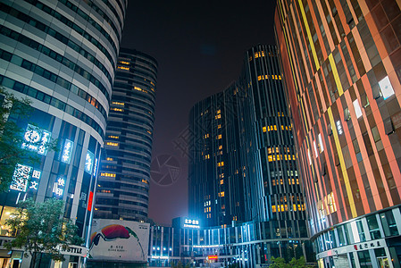 路海报北京商业街夜景背景