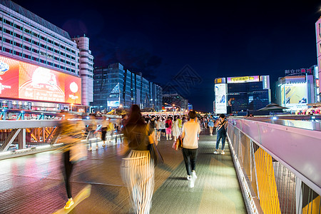 北京道路夜景北京西单商业街背景