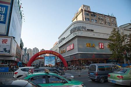 繁华街景辽宁省丹东城市街景背景