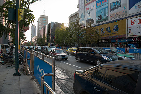 繁华街景辽宁省丹东城市街景背景