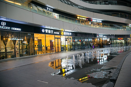 光华路SOHO北京的城市街道和高楼商场背景