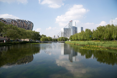 国际奥林匹克天空国际著名景点北京体育馆鸟巢背景