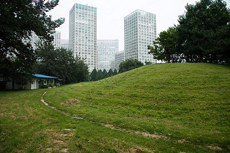 北京城市道路和商务办公楼背景