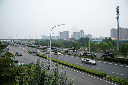 北京CBD北京城市道路和商务办公楼背景