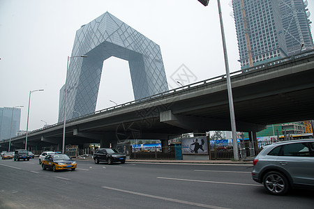 北京商务办公楼和道路背景