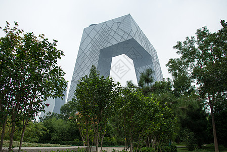 北京CBD北京商务办公楼和道路背景