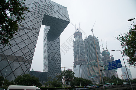 北京CBD宏伟北京城市建筑背景