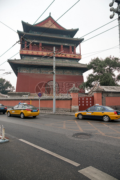 传统旅行地面北京钟鼓楼城楼图片