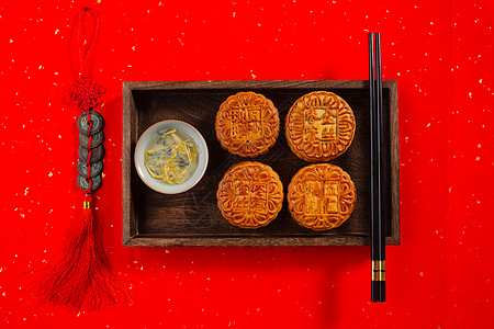 中秋节背景图片中秋节各个口味的美味月饼背景