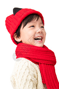 帽子围巾围巾欢乐肖像快乐玩耍的小男孩背景