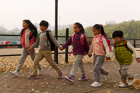 放学小学生在放学的路上图片