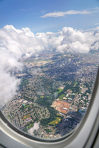 航空小镇无人俯瞰城市风光背景