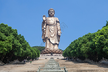 佛教寺院建筑外部古典式古老的江苏省无锡灵山大佛背景