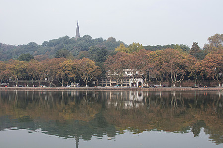 白昼旅游夕阳浙江省杭州西湖保叔塔图片