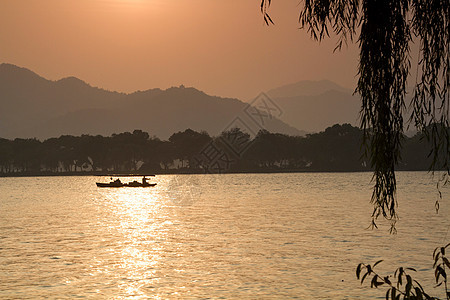 夕阳浙江省杭州西湖图片