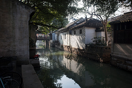 中国美景乡村江苏省昆山市锦溪古镇背景