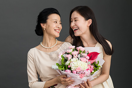 亚洲人高贵母亲节幸福母女背景图片